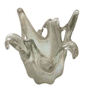 Vetro Murano Italy Art Glass Ruffle Bowl Centerpiece, Decorative